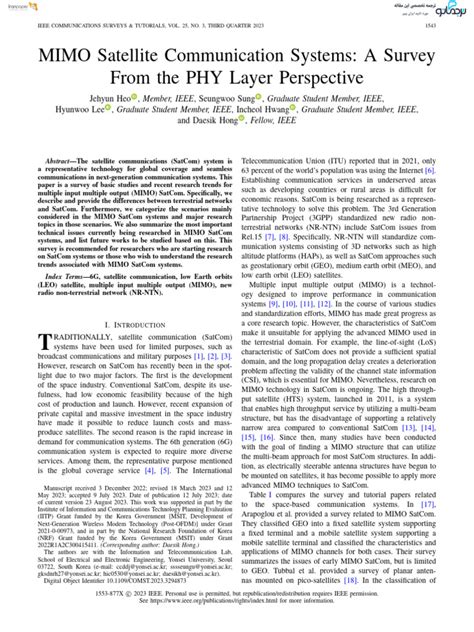 MIMO Satellite Communication Systems A Survey From The PHY Layer ...