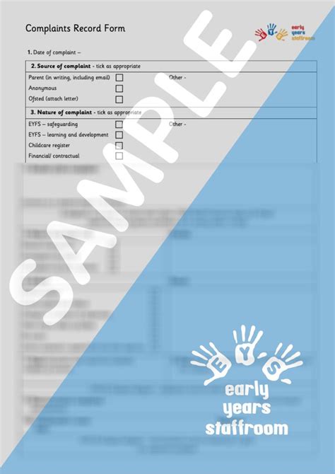 Complaints Record Form Childminder / Nursery | Phonics programs ...