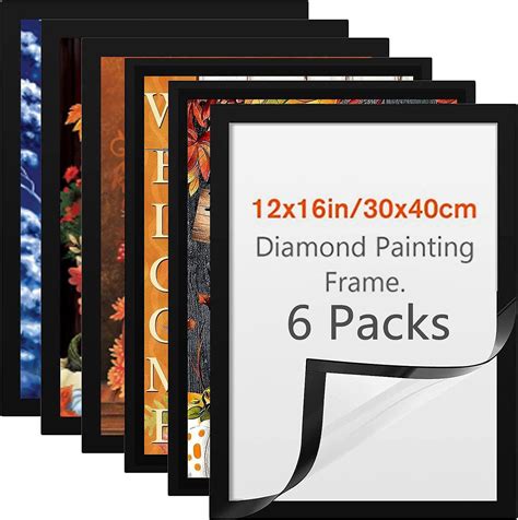 Diamond Art Frame 12x16 Inch - Diamond Frame 30x40 cm Painting Suitable for 10x14inch Picture, Diamond-Frames Magnetic Self-Adhesive,Suitabble Frames Painting for Wall Window Door - 8 Pack (Black)