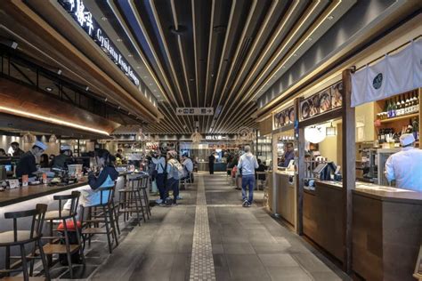 Modern Food Court Interior with People Dining, Japan Dec 10 2024 ...