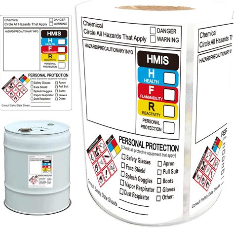 SDS OSHA Data Labels for Chemical Safety 4 x 3 Inch GHS Secondary ...
