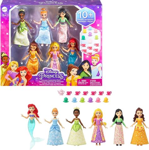 Mattel Disney Princess Juguetes, Pequeño Set de Fiesta con 6 Muñecas ...