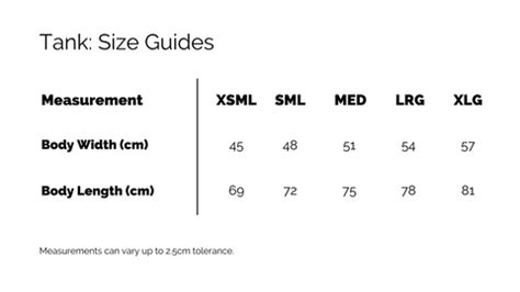 Tank Size Chart | Protect What You Love