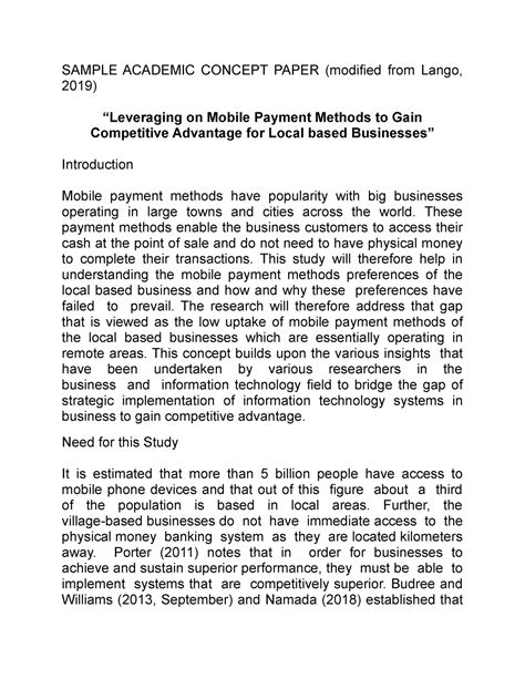 Sample Academic Concept Paper pt 1 - SAMPLE ACADEMIC CONCEPT PAPER ...