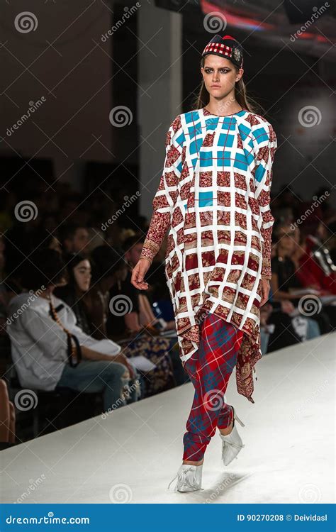 Model on a catwalk editorial stock photo. Image of girl - 90270208