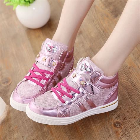 Girls fashion sneakers golden princess shoes leisure children flat new ...