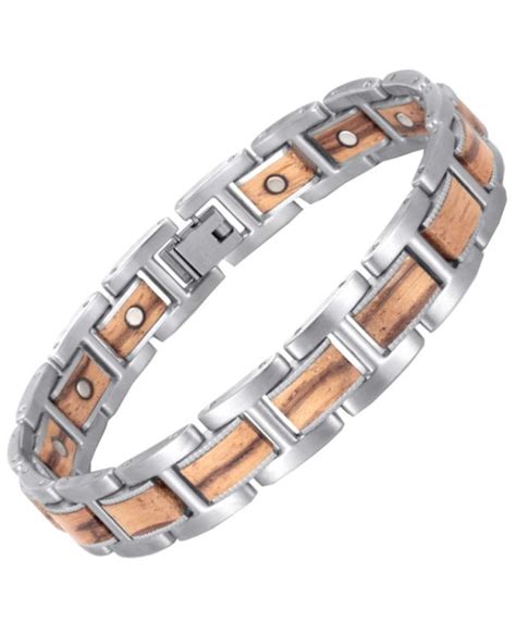 Bracelet magnétique bois et inox pour soulager les douleurs