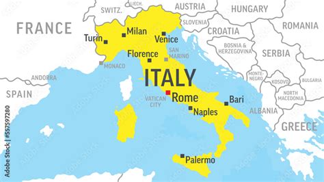 Italy Map. Zoom on World Map. Vector Illustration Stock Vector | Adobe ...