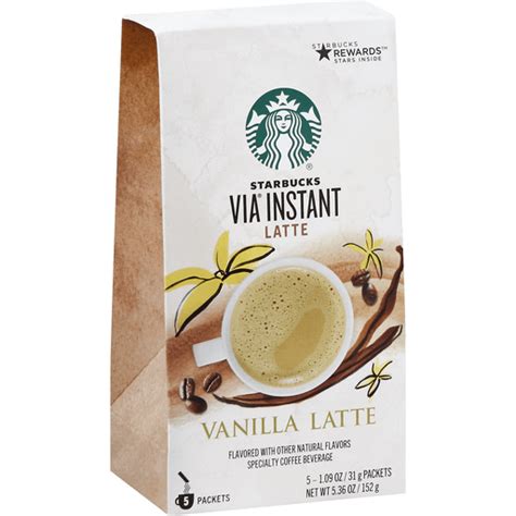 Starbucks Via Instant Latte, Vanilla, Packets | K-Cups & Pods | Martins ...