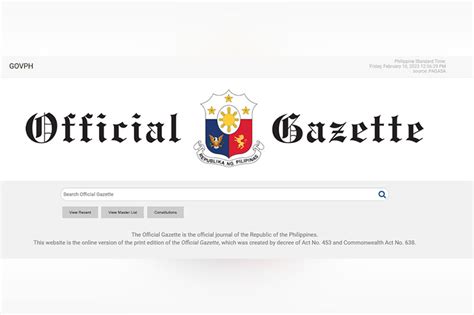 Official Gazette quietly resumes website ops after weeks-long downtime
