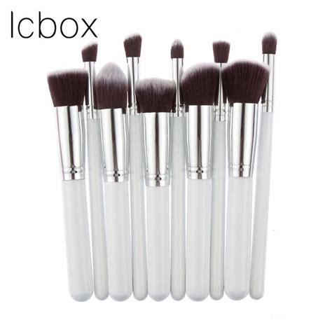 LCBOX Professional 10pcs White/Silver Makeup Brushes Set Beauty ...