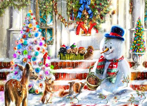Snowman & Friends, 1000 Pieces, Vermont Christmas Company | Puzzle ...