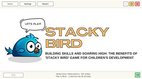 Building Skills and Soaring High: The Benefits of 'Stacky Bird' Game ...