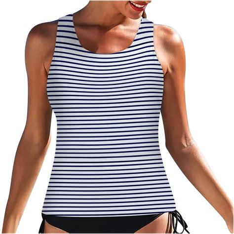 Swimsuits for Women Trendy Print Racerback Sleeveless Tankini Top ...