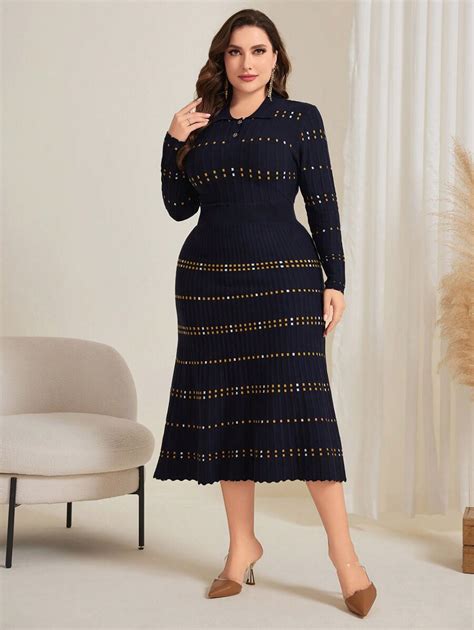 SHEIN Modely Robe pull en tricot col roulé grande taille, pour l'hiver ...