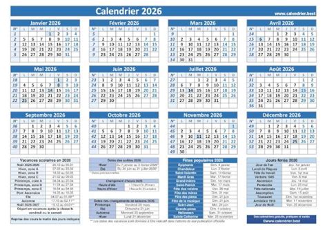 Calendrier des Saints et Fêtes 2026 à consulter et imprimer en PDF
