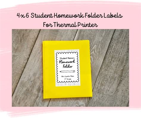 [EDITABLE] 4x6 Homework Folder Label for Thermal Printer | TPT