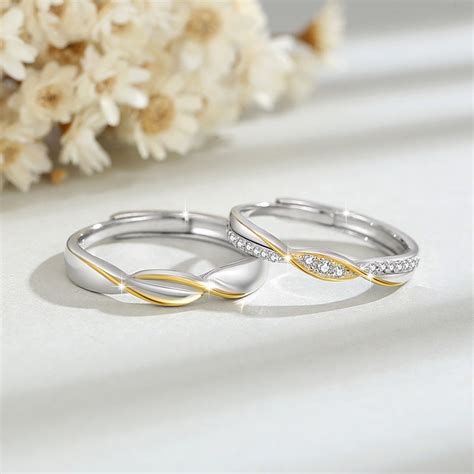 Custom Romantic Matching Rings for Couples Silver Christmas Gift – Gullei