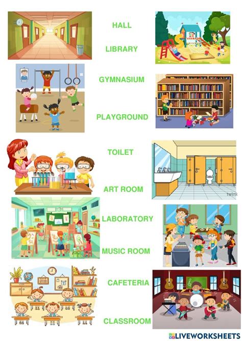 Places at School English as a Second Language (ESL) worksheet | School ...