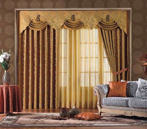 Exterior: Fantastic Large Window Curtain Design Interior With Gold ...