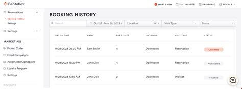 Reservations Booking History