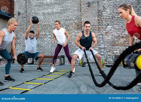 Group Training, Fitness Group, Working Out Together Stock Image - Image ...