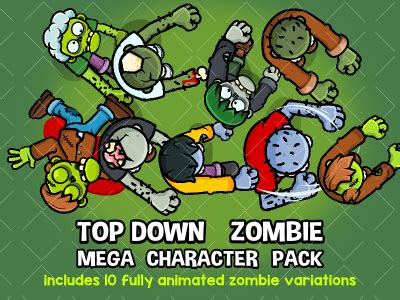 Top down zombie mega character pack - Game Asset Packs