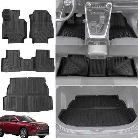 JDMCAR Floor Mats Compatible with Toyota RAV4 Accessories 2019-2025 (Include Hybrid), Custom Fit Black TPE All-Weather Floor Liners