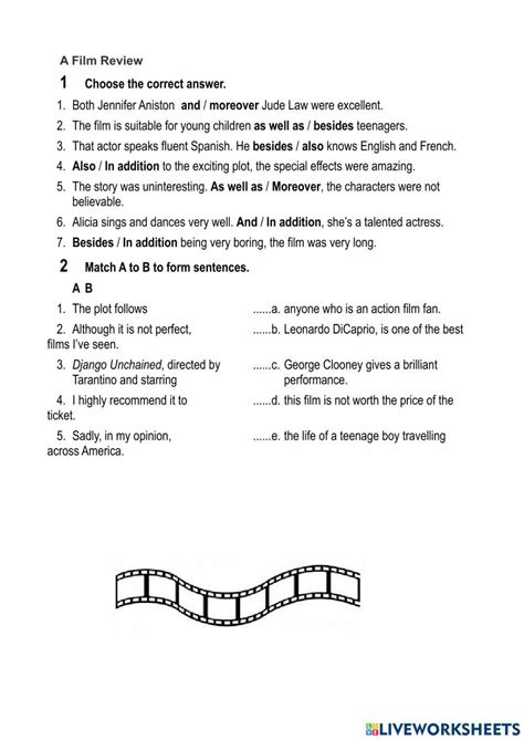 A FILM REVIEW | Free Interactive Worksheets | 2857955