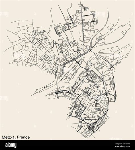 Street roads map of the METZ-1 CANTON, METZ Stock Vector Image & Art ...