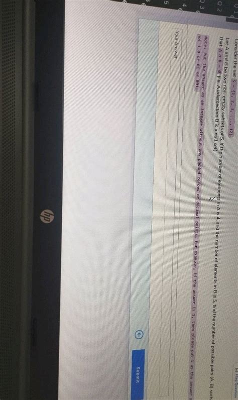 Q223,45CCCĆConsider the set s [1, 2, 3, ..., 12).Let A and B be