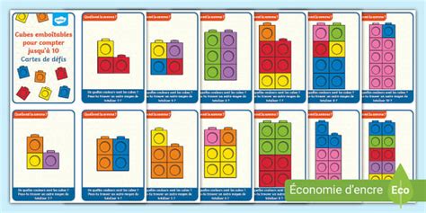 Cartes de défis - cubes emboîtables pour compter jusqu'à 10