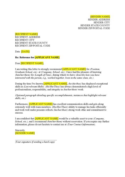 Free Reference Letter Template - PDF & Word