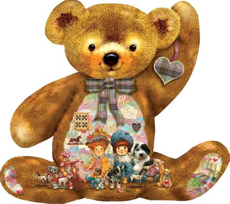 Quilted Teddy, 1000 Piece Shaped Jigsaw Puzzle Made by SunsOut, q