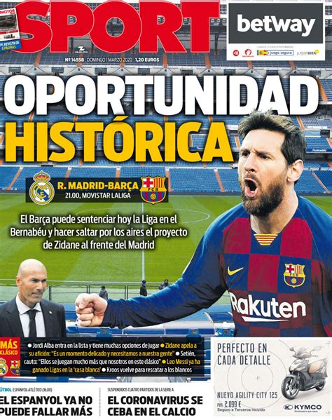 La portada del diario Sport (01/03/2020)