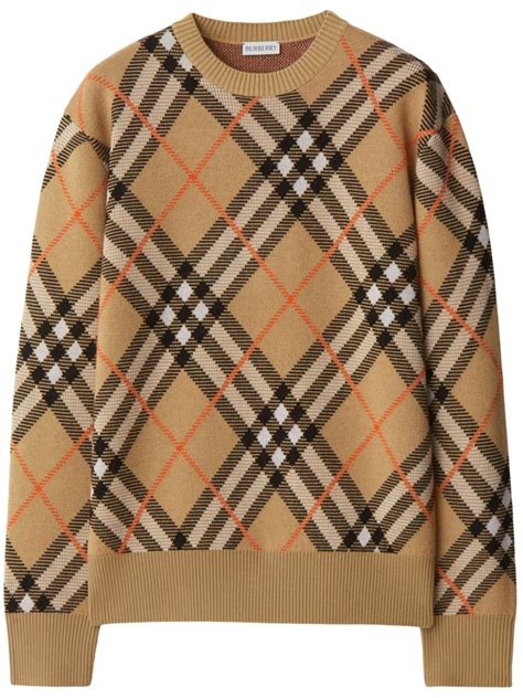 BURBERRY - Check Wool Crewneck Jumper Burberry