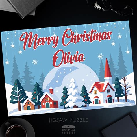 Personalized Christmas Jigsaw Puzzle, Custom Christmas Present, Snowy ...