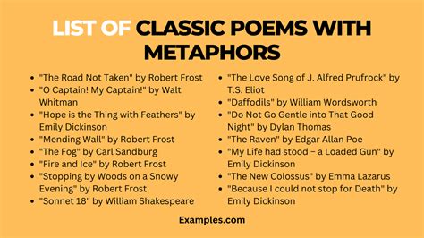 Classic Poems with Metaphors - 6+ Examples