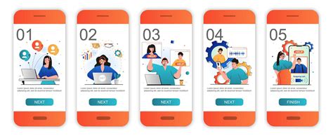 Customer service concept onboarding screens for mobile app templates ...