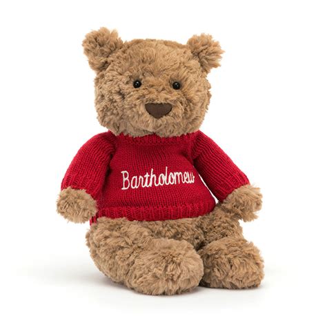 Bartholomew Bear with Personalized Red Jumper - Official Jellycat