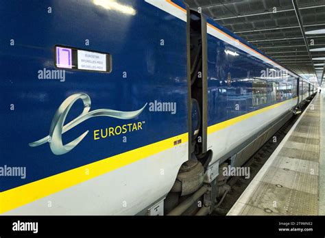 Eurostar train bound for Brussels in Belgium at the platform ready to ...
