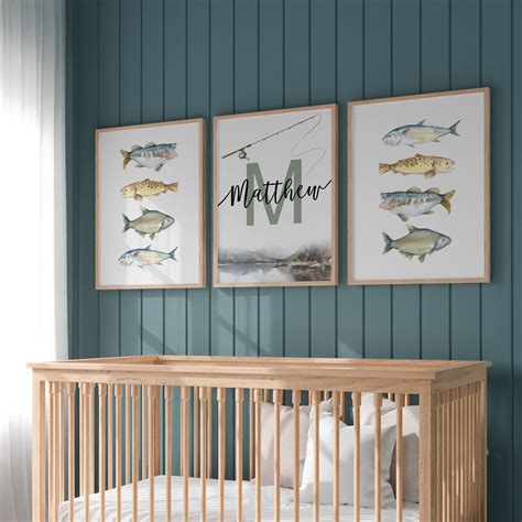 Personalized Fishing Hunting Nursery Art Print Custom Fish Decor for ...