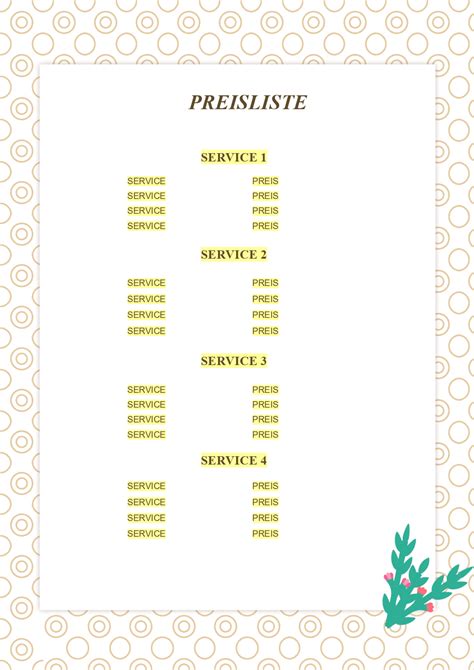 Vorlage für Preisliste 2 | ONLYOFFICE
