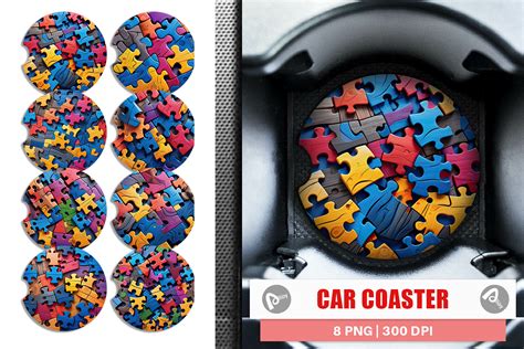 Car Coaster Colorful Puzzle Pieces Graphic by Artnoy · Creative Fabrica
