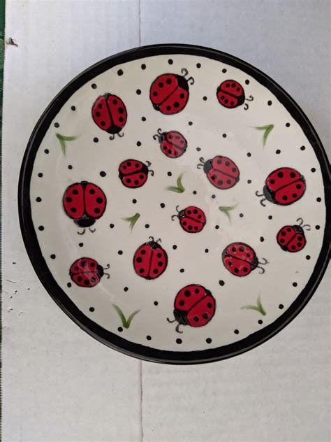 Ladybug Dessert/salad Plate, Ceramic Handpainted - Etsy