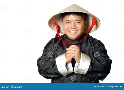 Salutation Chinoise Asiatique Avec Le Chapeau Image stock - Image du ...