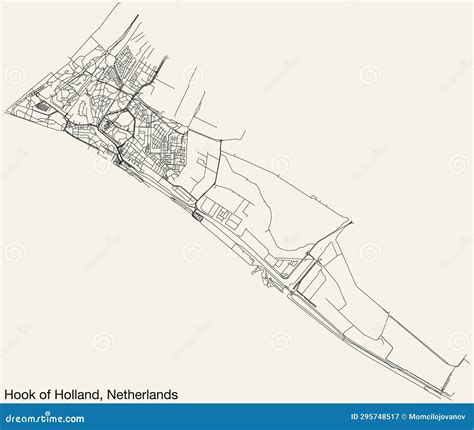 Street Roads Map of HOEK VAN HOLLAND, NETHERLANDS Stock Vector ...