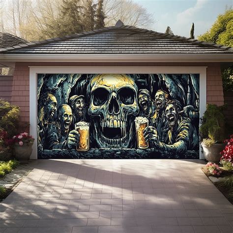 Oktoberfest 2025 Outdoor Garage Door Cover Banner Trippy Zombies Beer ...