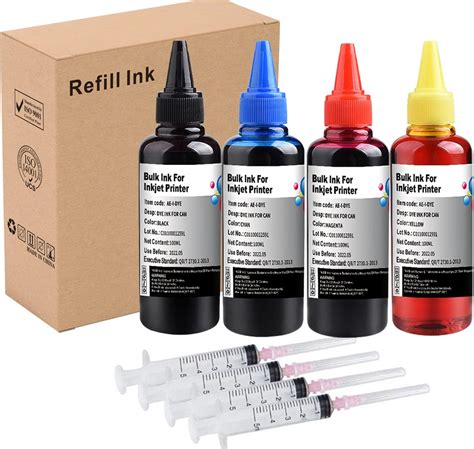 Ink+ Refill Ink kit 4x100ml for Canon 250 251 270 271 280 281 225 226 ...