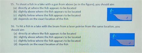 Solved 15. To shoot a fish in a lake with a gun from above | Chegg.com